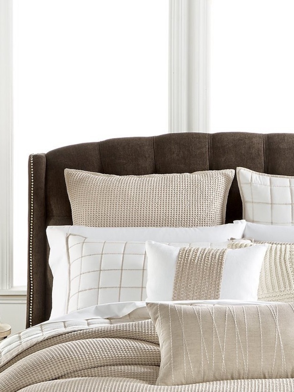Macy‘s Hotel Collection Waffle Weave Queen Quilted quilt Linen Cotton White